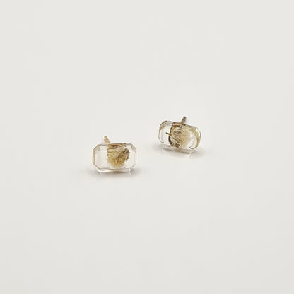 Flora Neutra Den Haag Mini Rectangular Facet Stud Earrings