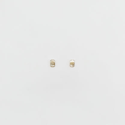 Flora Neutra Den Haag Mini Rectangular Facet Stud Earrings