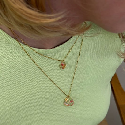 Strawberry Matcha Mini Ellipse Necklace