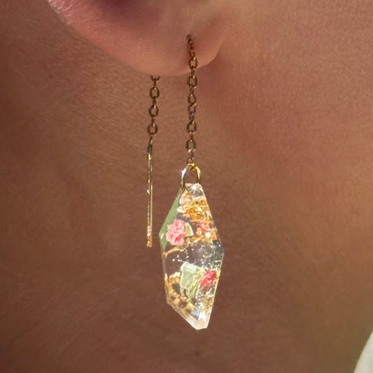 Strawberry Matcha Faceted Mini Threader Earrings