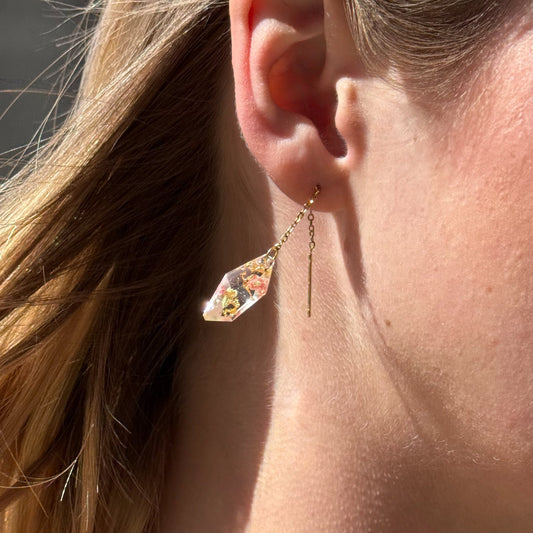 Strawberry Matcha Faceted Mini Threader Earrings
