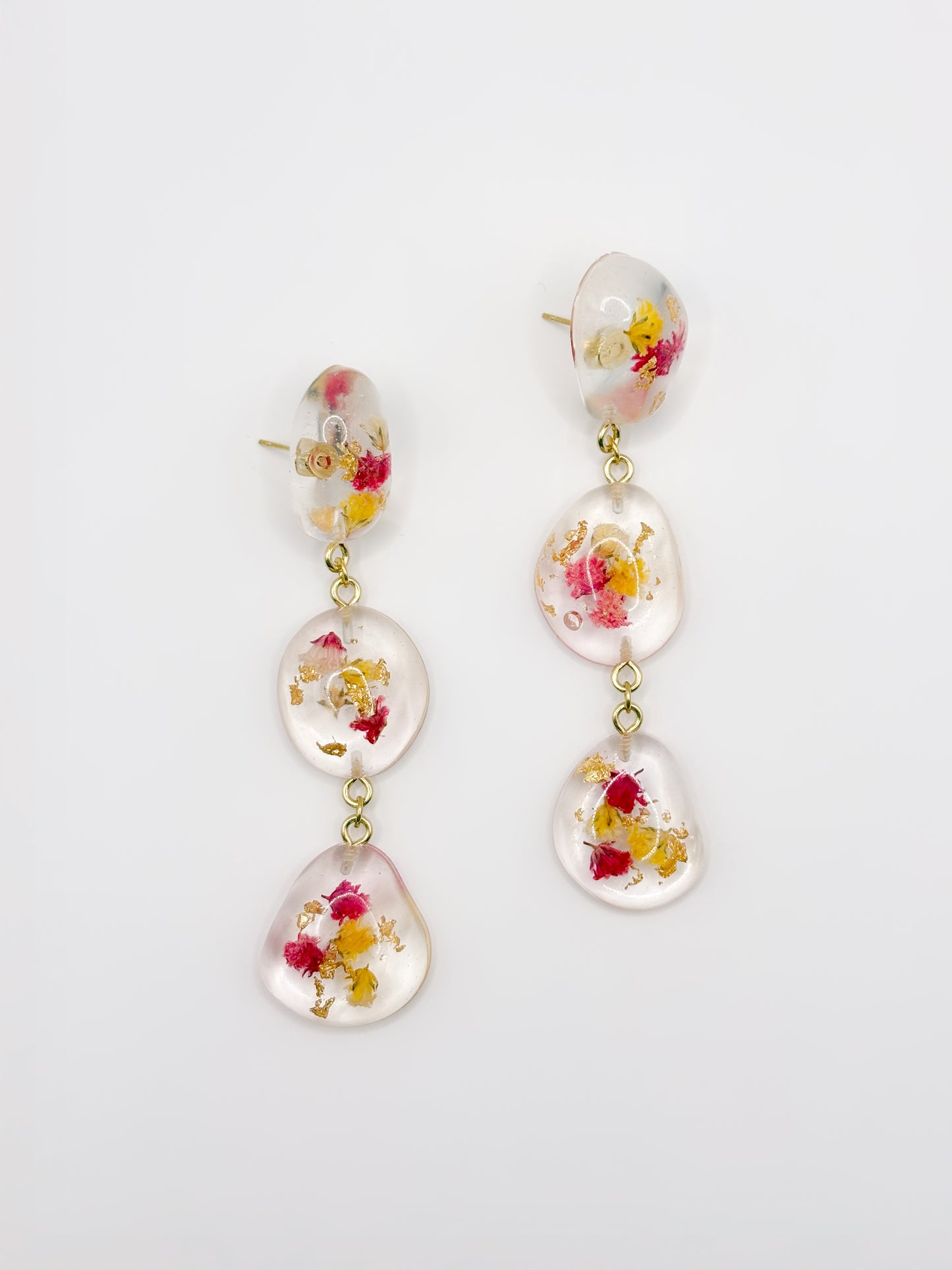 Strawberry Lemonade Large Pebble 3-Drop Earrings