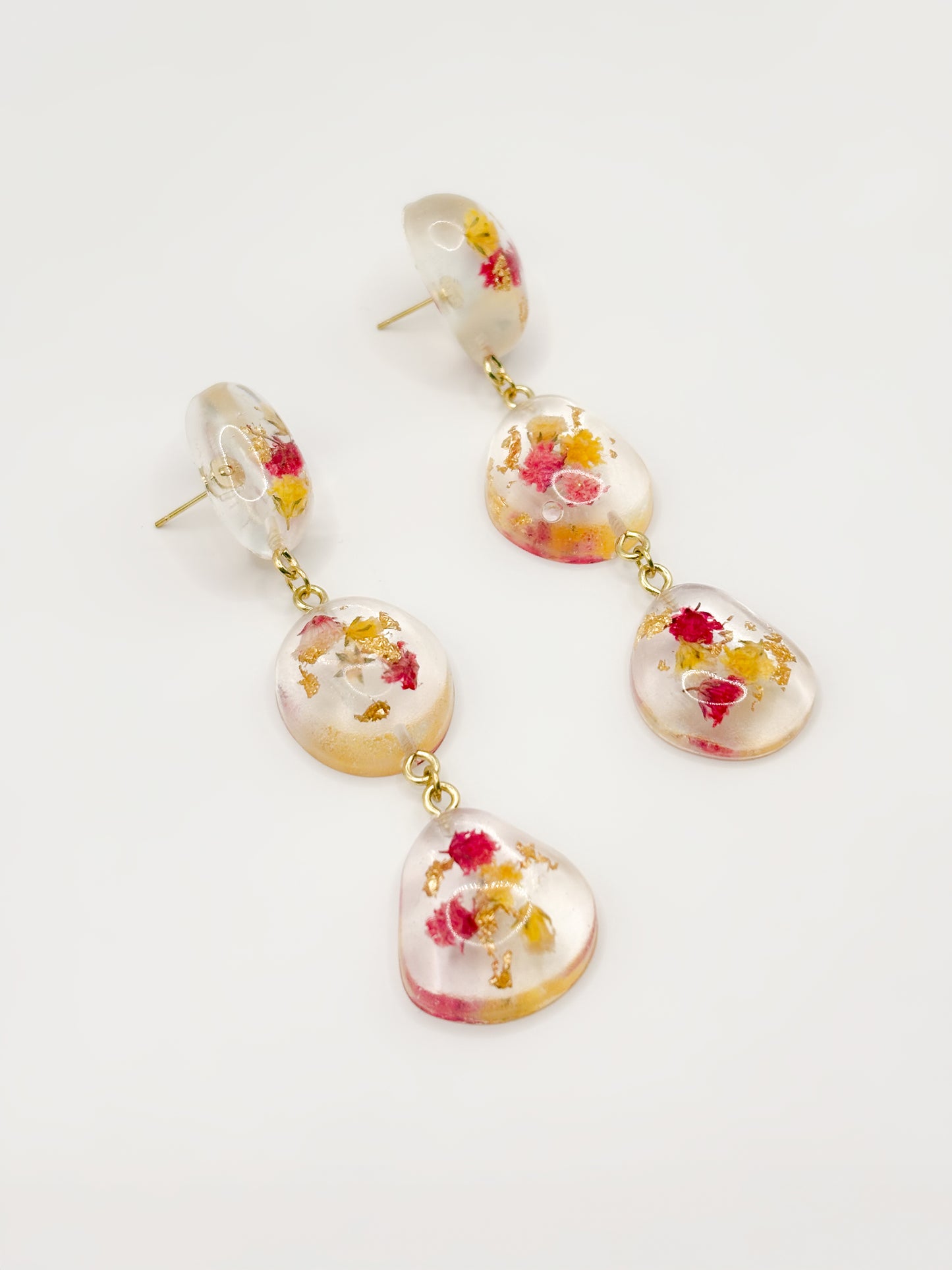 Strawberry Lemonade Large Pebble 3-Drop Earrings