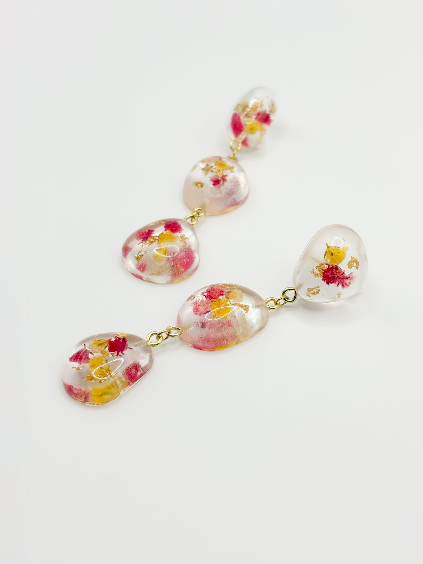 Strawberry Lemonade Large Pebble 3-Drop Earrings