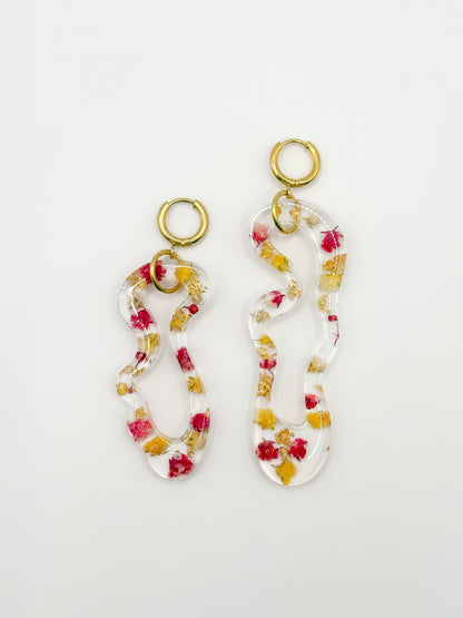 Strawberry Lemonade Asymmetric Organic Earrings