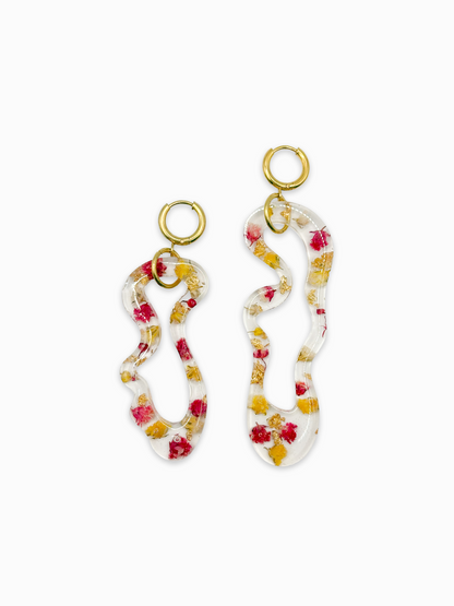Strawberry Lemonade Asymmetric Organic Earrings