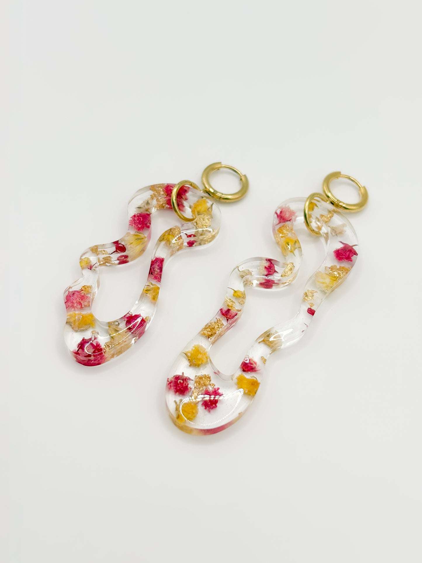Strawberry Lemonade Asymmetric Organic Earrings
