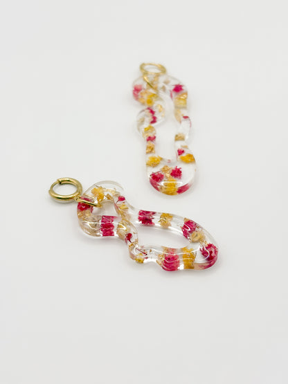 Strawberry Lemonade Asymmetric Organic Earrings