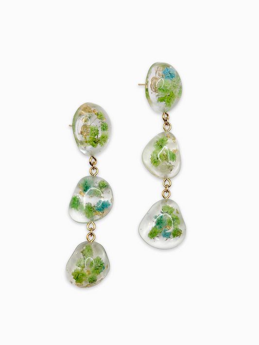 Forgotten Gardens Large Pebble 3-Drop Earrings