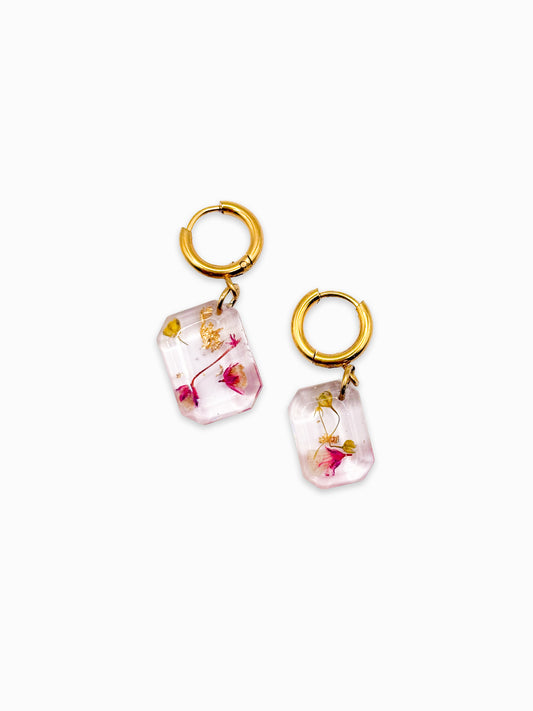 Strawberry Lemonade Asymmetric Emerald Cut Earrings