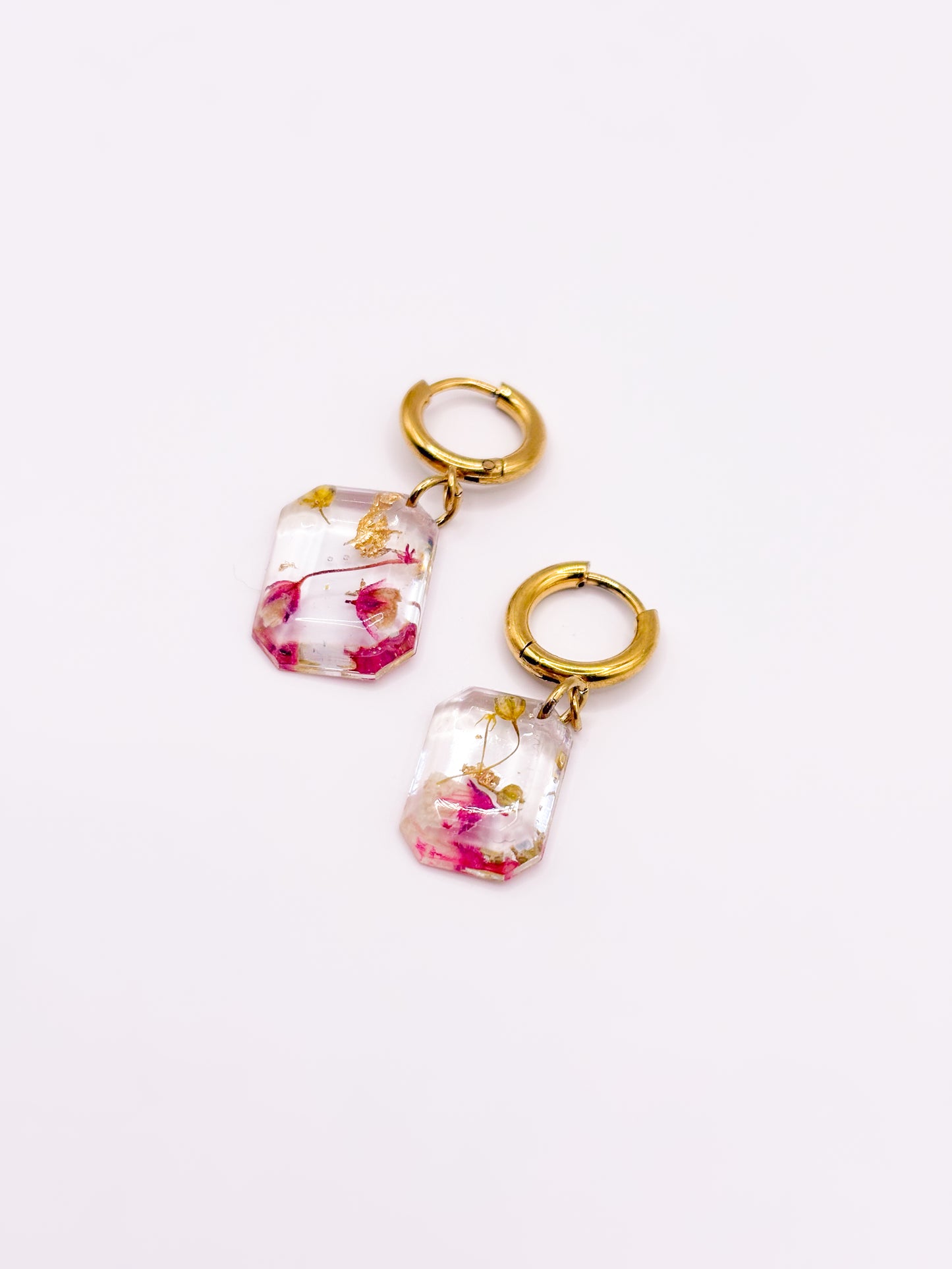 Strawberry Lemonade Asymmetric Emerald Cut Earrings