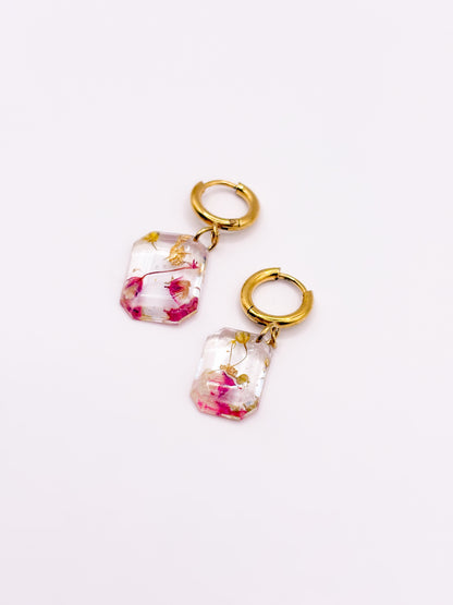 Strawberry Lemonade Asymmetric Emerald Cut Earrings