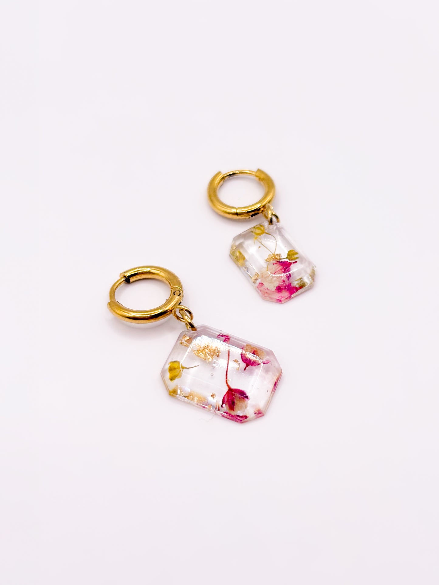 Strawberry Lemonade Asymmetric Emerald Cut Earrings