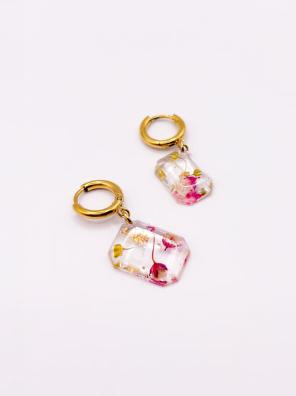 Strawberry Lemonade Asymmetric Emerald Cut Earrings