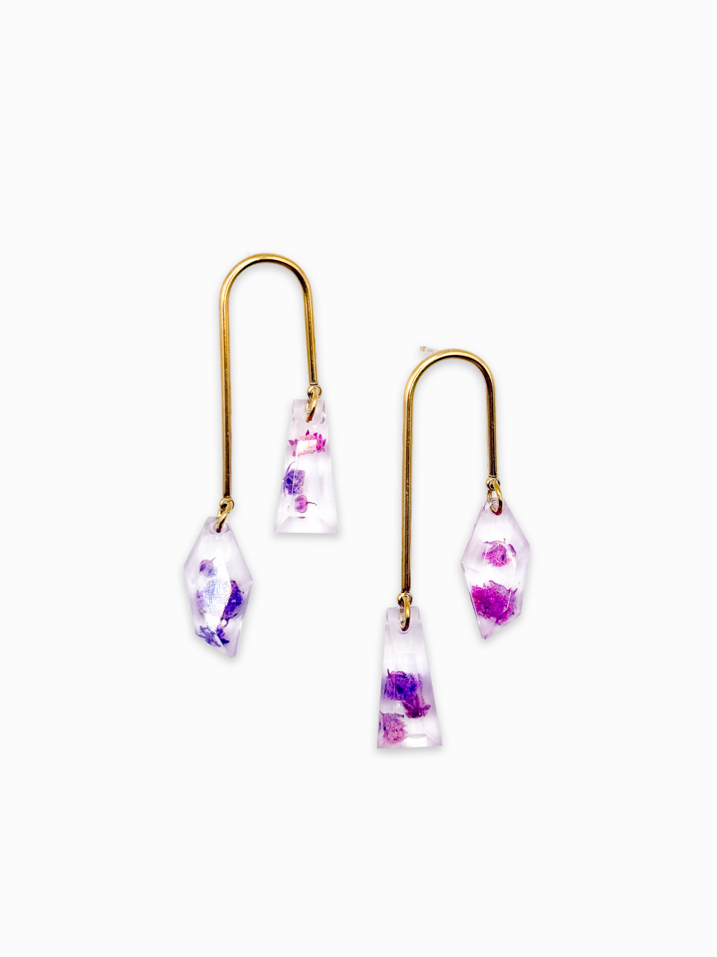 La Vie en Violet Asymmetric Arch Drop Earrings