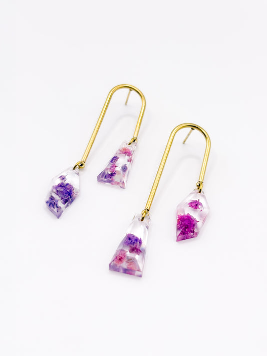 La Vie en Violet Asymmetric Arch Drop Earrings