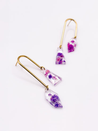 La Vie en Violet Asymmetric Arch Drop Earrings