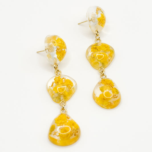 Limoncello Romance Small 3-Pebble Drop Earrings