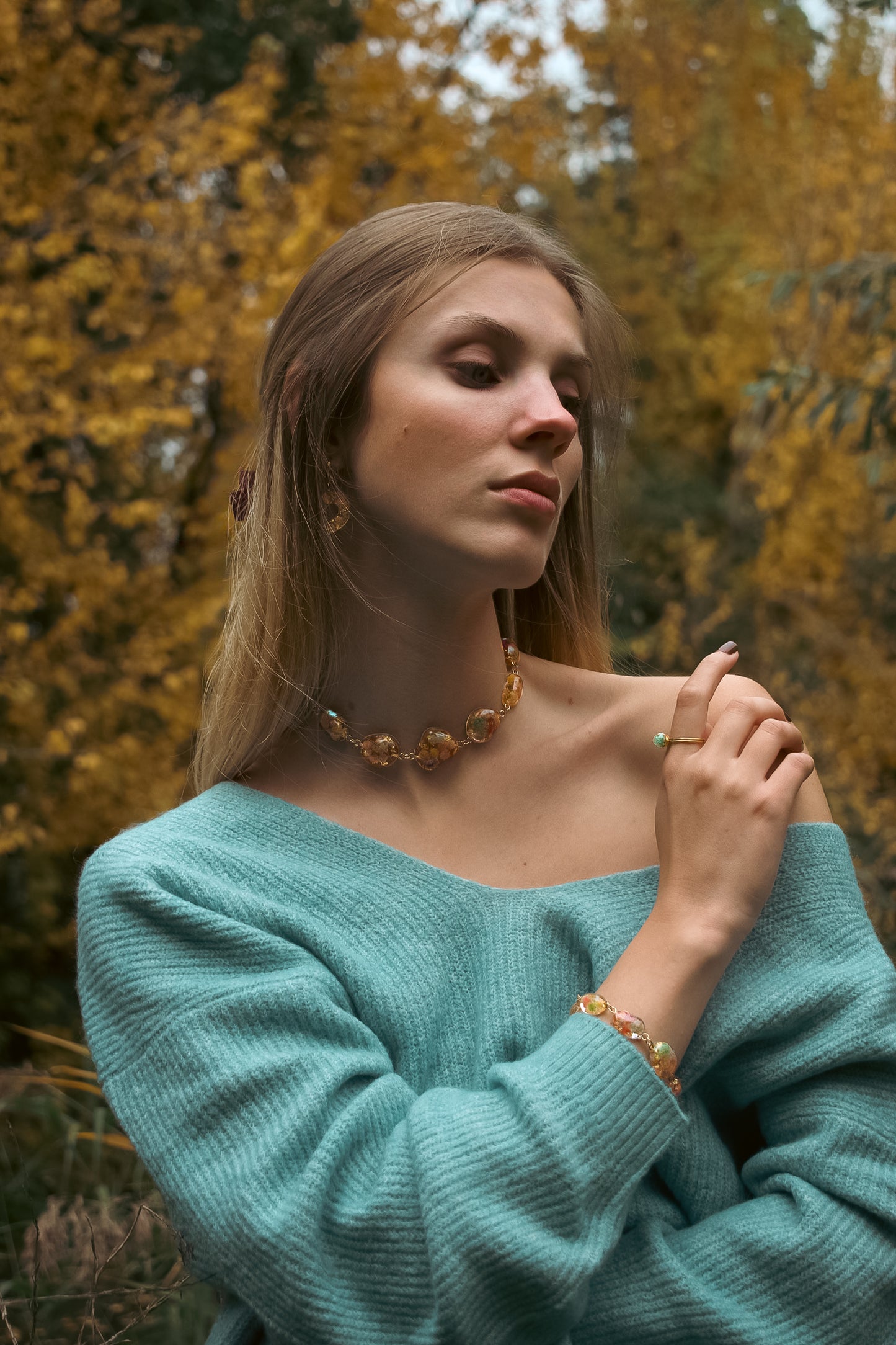 Late Bloomers Pebble Necklace Campaign Image CH Design